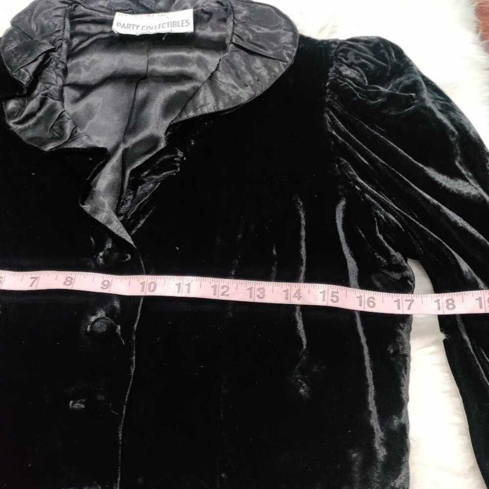 Harry Acton For Party Collectibles Small Velvet Puff Sleeve Peplum Jacket Black - Picture 7 of 9